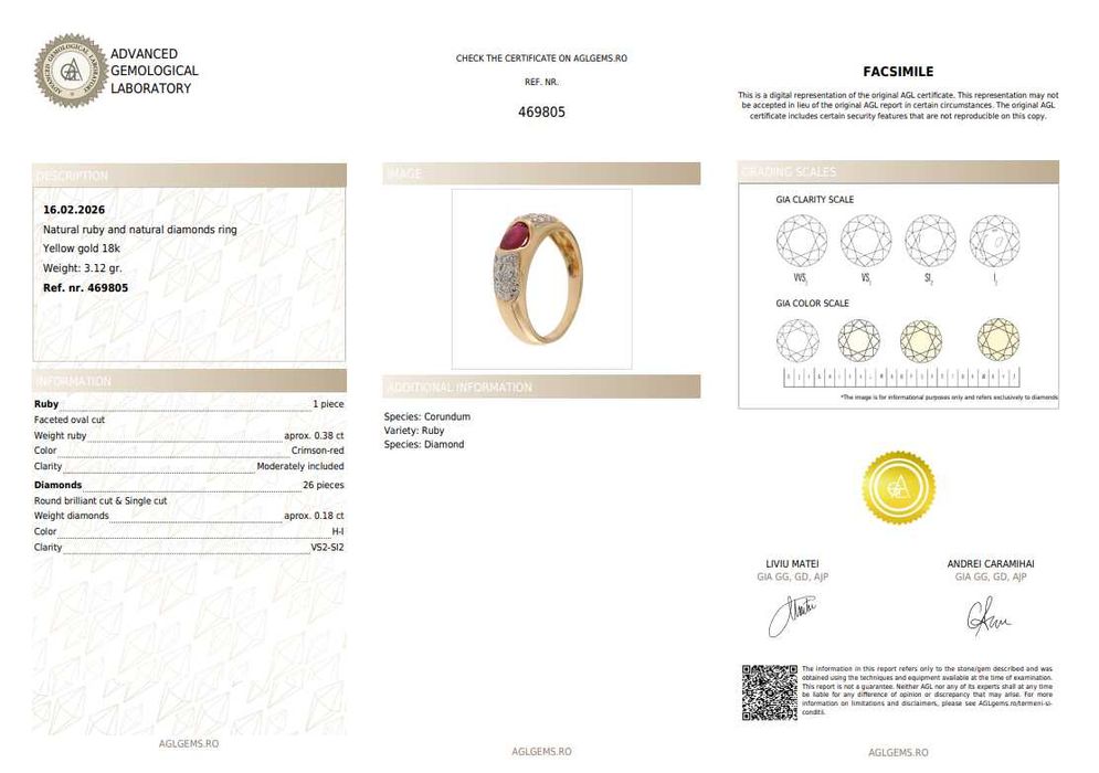 Inel din aur, decorat cu rubin și diamante