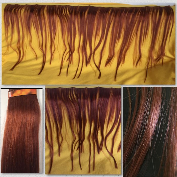 2 нови неразкроени треси естествена кестенява и синтетична червена