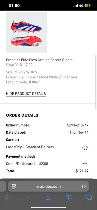 Бутсы Adidas Predator 43 размер оригинал