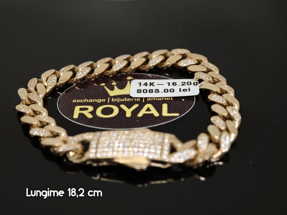 Bijuteria Royal: Brățară aur 14k/16.2 gr 585 cuban