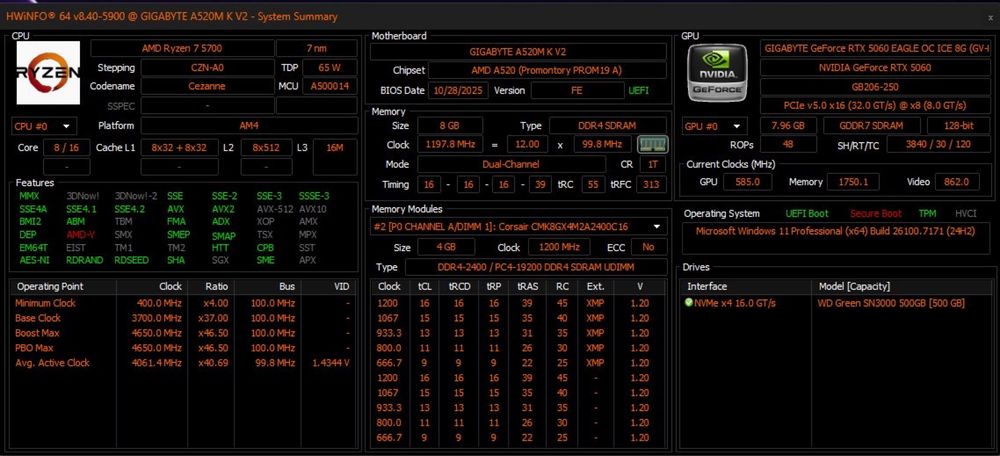 [LENQJ SRL] - Calculator / Sistem PC Gaming - R5 5700, RX 7600, 32GB, 512G SSD