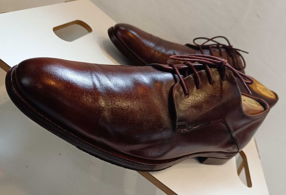 Pantofi derby 45 45.5 plain toe Bugatti piele naturala moale premium