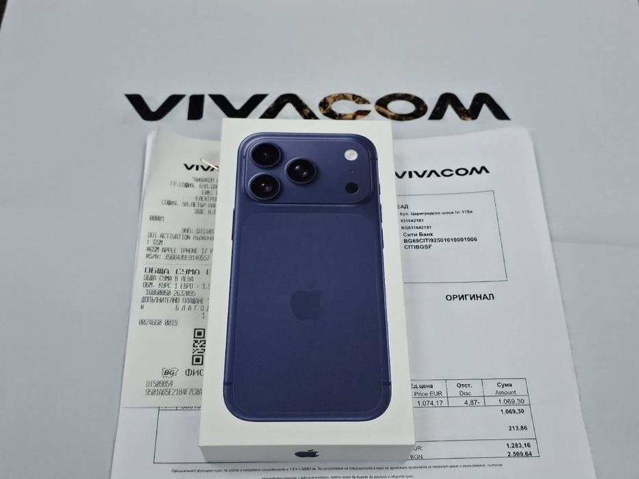 ЗАПЕЧАТАН 256GB iPhone 17 Pro Vivacom Гаранция 2028 Blue | Син
