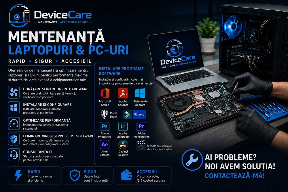 Servicii mentenanță Laptopuri & PC-uri & PlayStation