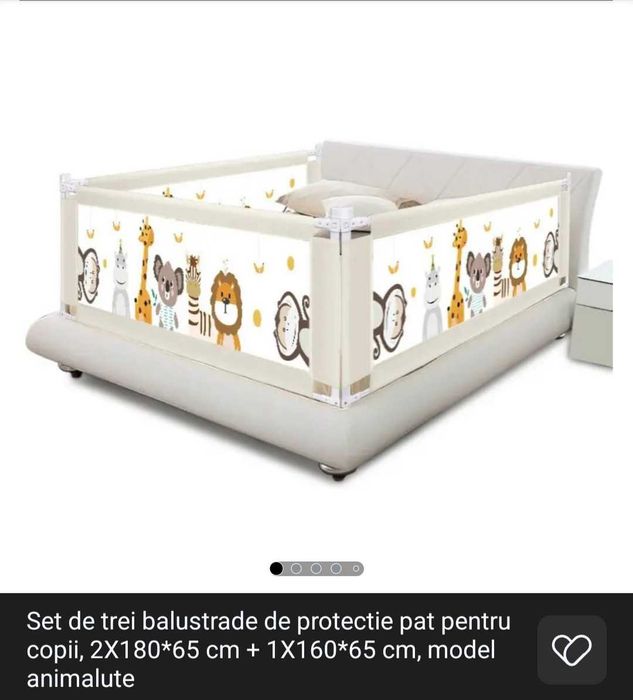 Set de trei balustrade de protectie pat pentru copii