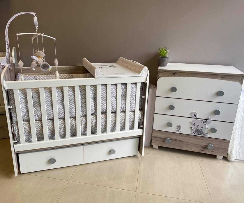 Детска дървена кошара Тони 120x60 с матрак Magniflex baby by Pierre Cardin 120x60x12