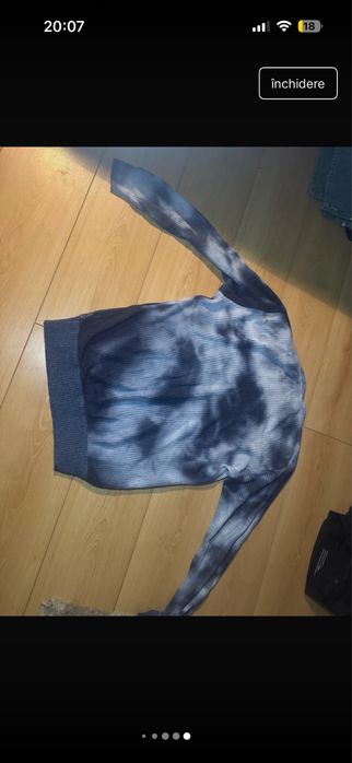 Pulover tie-dye albastru alb