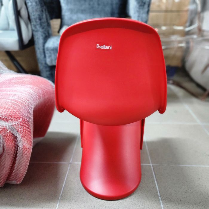 NOU Set 4 scaune copii, S-form, plastic, roșu