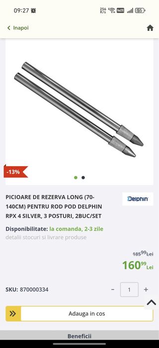 Picioare de Rezerva Long (70-140cm) și Buzz Bar Fix Delphin RPX-4