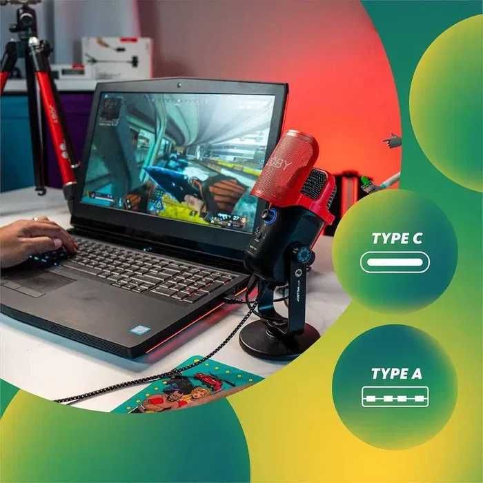 USB Микрофон JOBY Wavo POD за стрийминг и подкаст с поп филтър