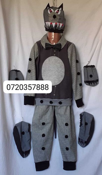 Costum Lup pentru copii 6-7-8-9 ani ,175 lei