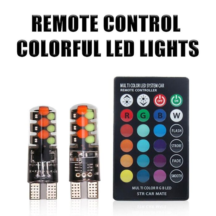 Rgb многоцветни габаритни лед диодни крушки тип 5w5 - т10 12v ...