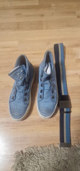 Италиански кожени кецове + подарък колан – оригинални, размер 35/36