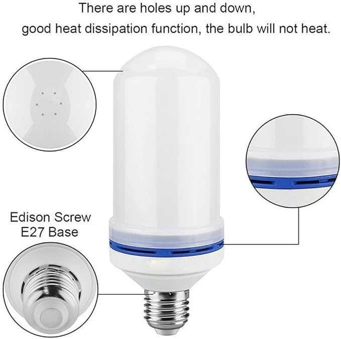 LED крушка CHEEKON с ефект на пламък - 4 режима, сензор за гравитация