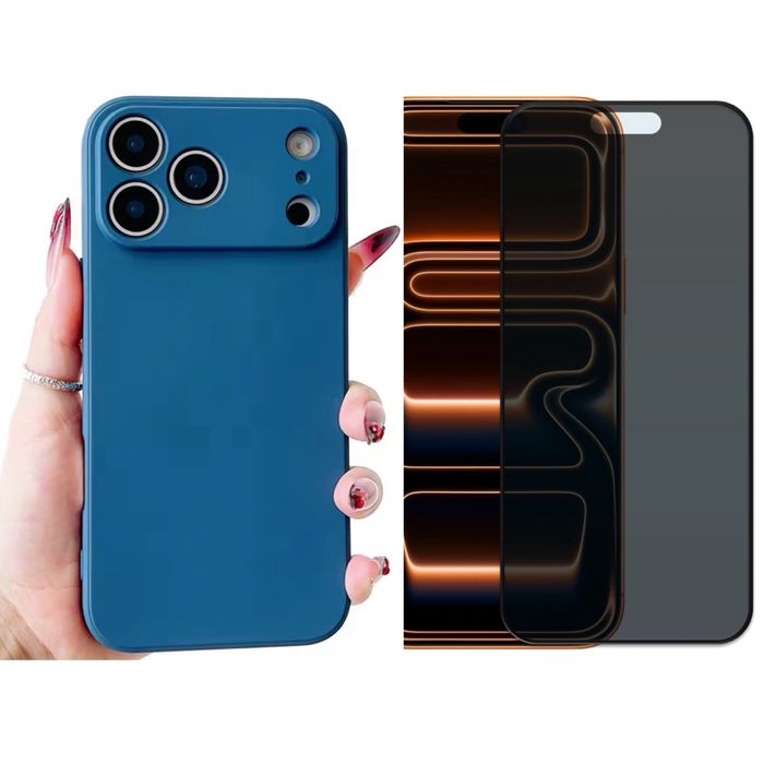 Husa Colorata Fina + Folie Sticla 11D/6D/Privacy Iphone 17/AIR/PRO/MAX