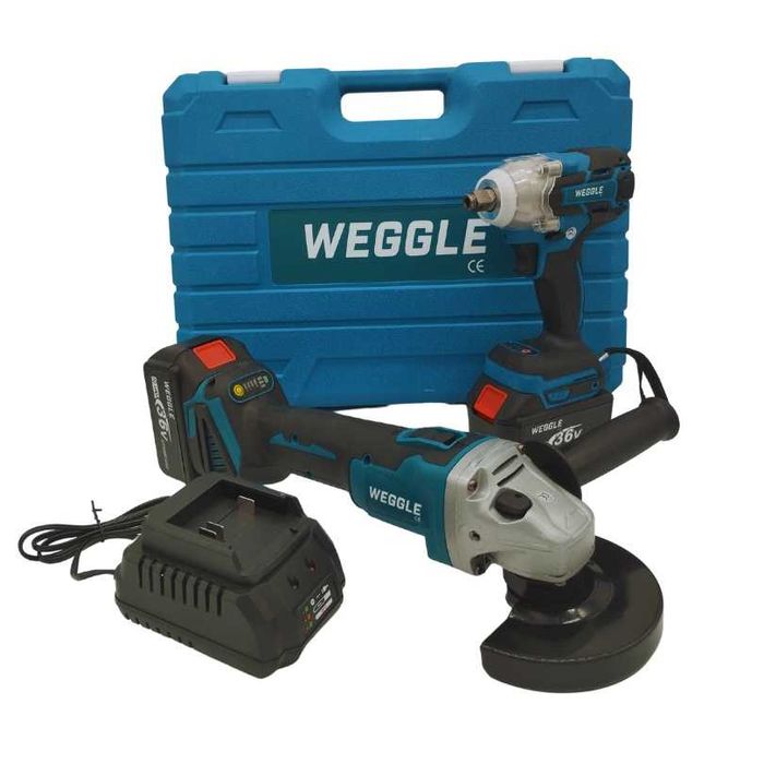 Комплект  Акумулаторни Безчеткови Машини 2в1-Ъглошлайф,Гайковерт