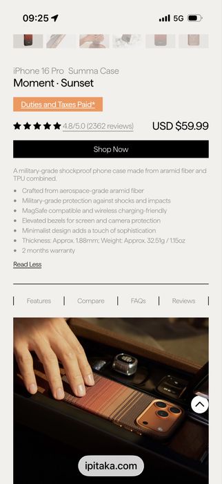 Pitaka Summa cu buton cameră Iphone 16 Pro