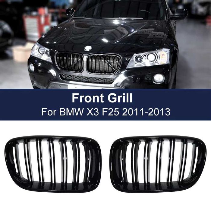 Бъбреци с двойни ребра черен лак за BMW Серия X3 F25 2011 до 2013