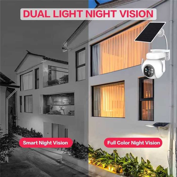 3MP Tuya Smart WiFi PTZ камера със соларен панел + 64GB карта подарък