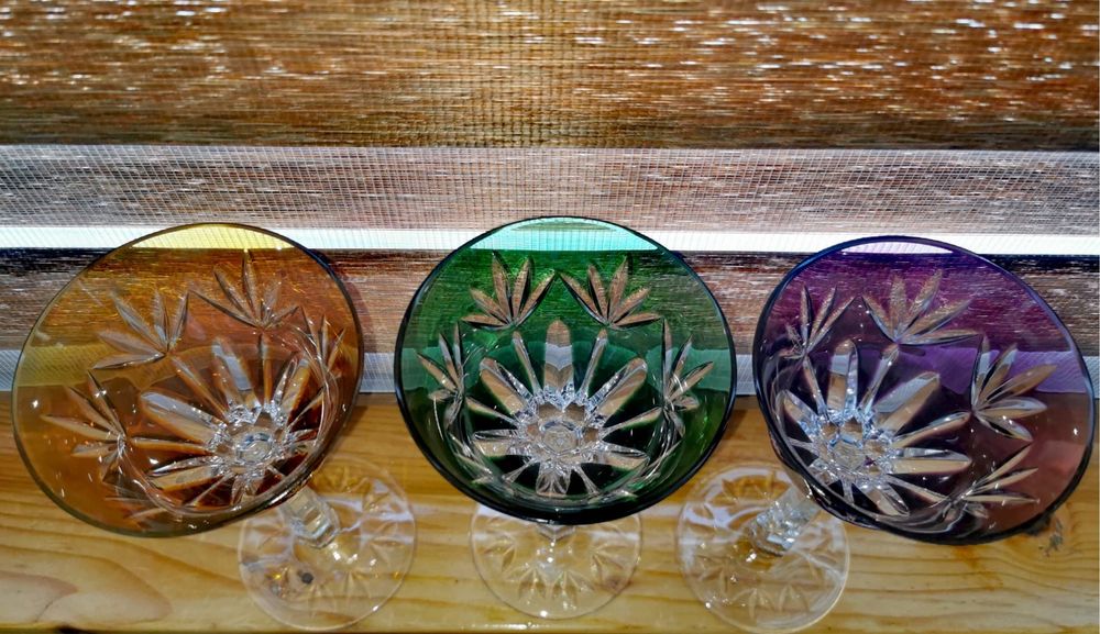 Кристални чаши VAL SAINT-LAMBERT 3 ЧАШИ ЗА ВИНО ROEMER Saarlouis 1930г