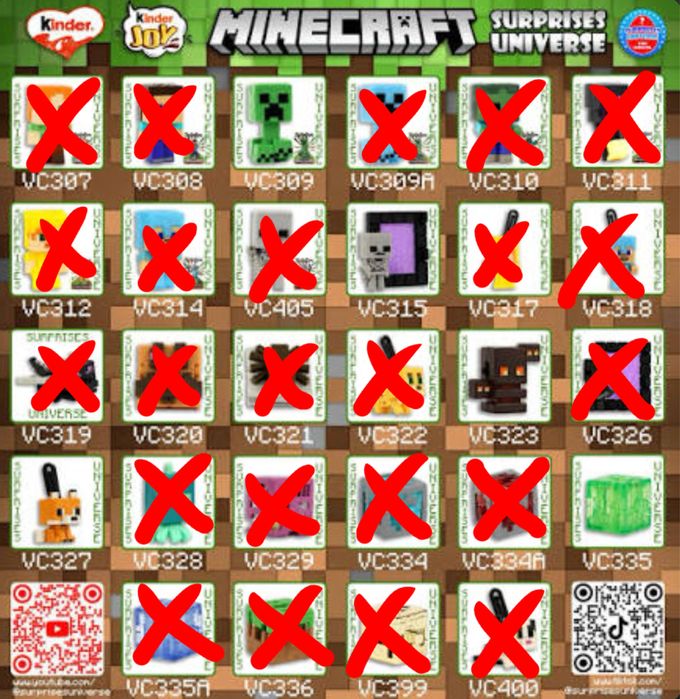 фигурки kinder joy minecraft