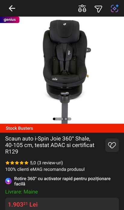 Scaun auto copii Joie i-Spin 360°