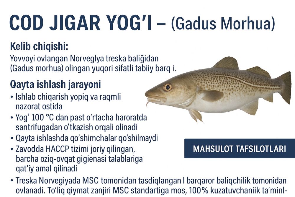 Norvegiyadan keltirilgan tabiiy baliq yogʻlari