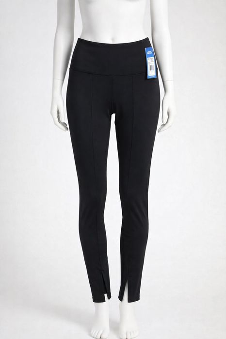 Colanți Adidas Fit High-Waist, cu talie înaltă, evazați cu despicătură, Negri, S