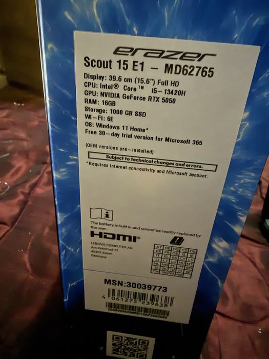 Laptop Gaming Medion Erazer 15.6” – Intel i5 Gen 13  RTX 5050,16gb ram 1tb ssd desigilat doar pentru proba
