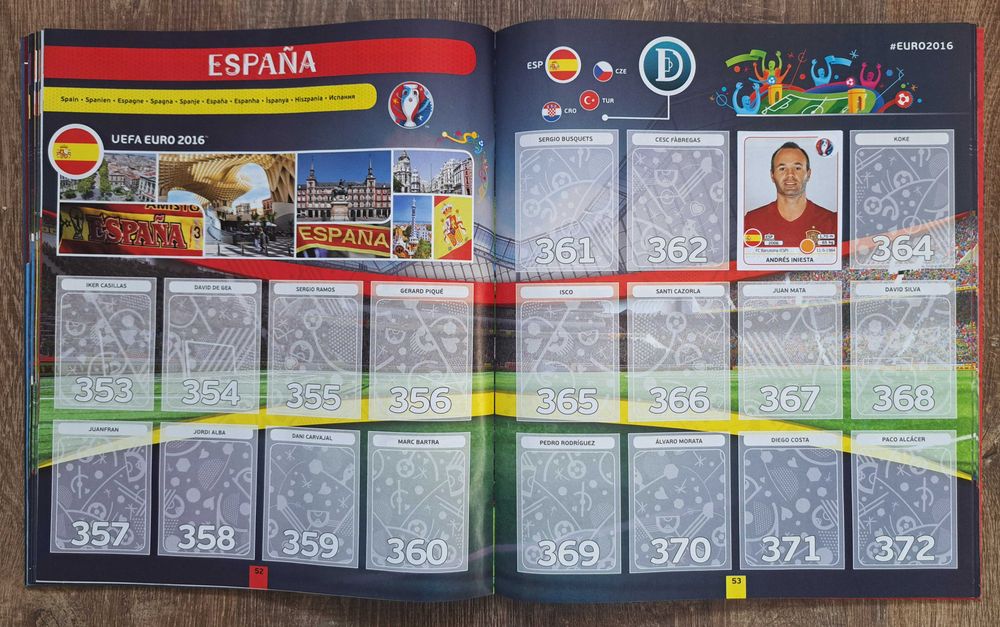 Album Panini France Euro 2016 (incomplet + stickere Coca Cola)