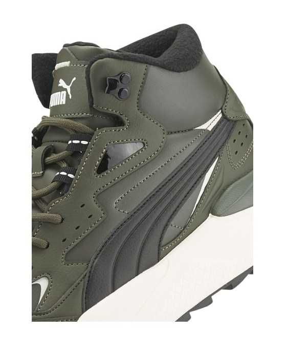 Puma, pantof sport mid-high, piele ecologica, verde army, marimea 44,5