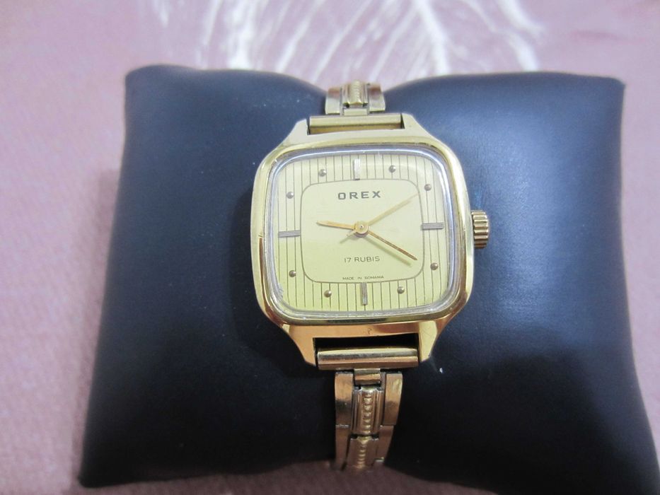 Ceas vintage mecanic dama OREX 17 Rubine,elegant, placat cu aur