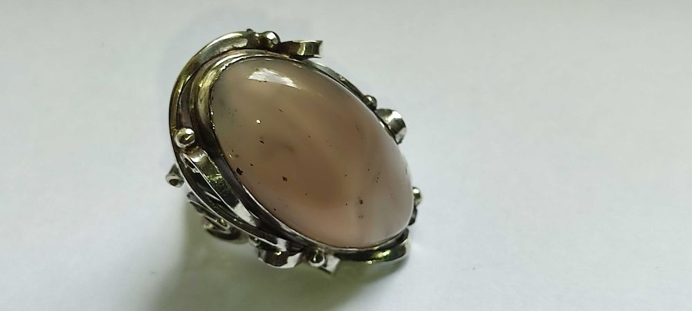 Серебряное красивое кольцо с крупным камнем АГАТ, разм.19