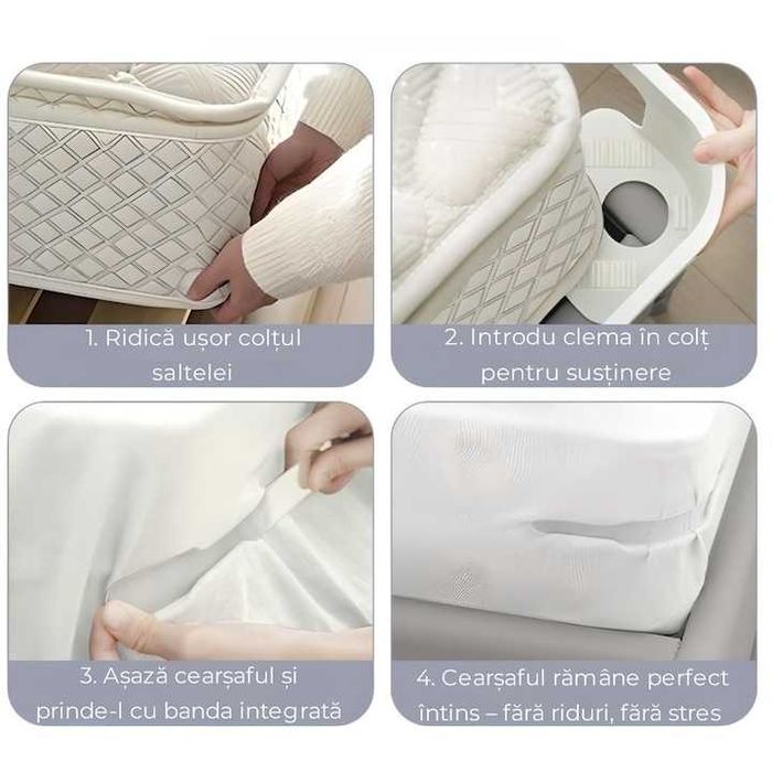 Suport de prindere pentru cearsafuri de pat cu sistem anti-derapant