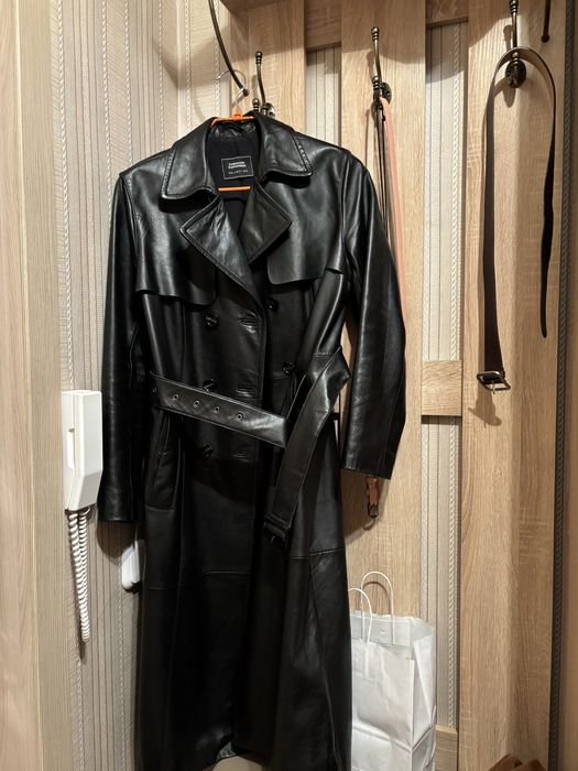 Кожаное пальто женское