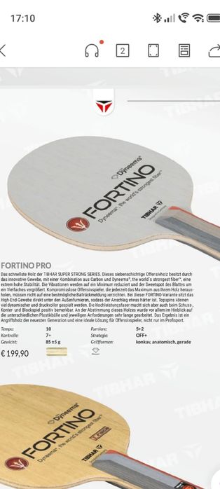 Vand lemn paleta tenis de masa Tibhar Fortino Pro