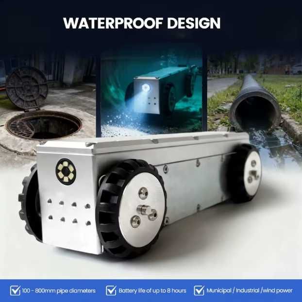 Robot Inspectie Conducte Mini 100 mm – WiFi, IP68, cablu 150m