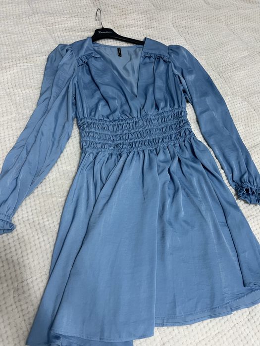 Синя рокля с ластична талия CALLIOPE