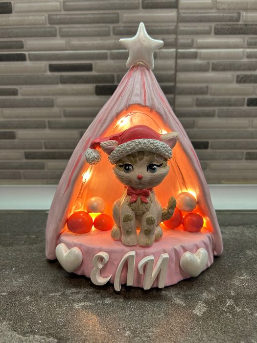 Детска коледна лампа с коте