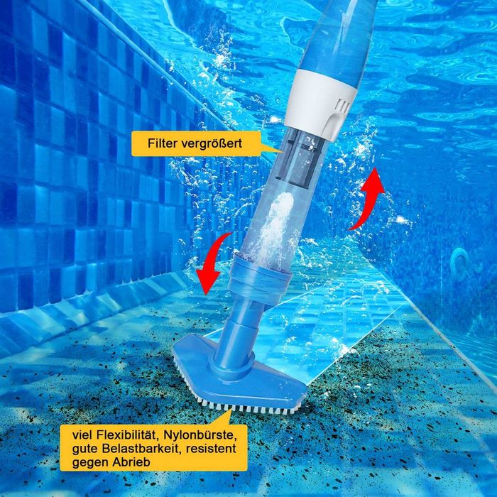 Aspirator manual cu acumulator pentru piscină, spa și jacuzzi – PoolPoly 3-în-1, reîncărcabil