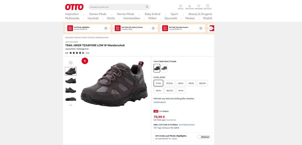 Adidasi dama Jack Wolfskin Trail Hiker Texapore Low W marime 40 impermeabili TEXAPORE trekking outdoor, noi , usori, respirabili, aderenta buna
