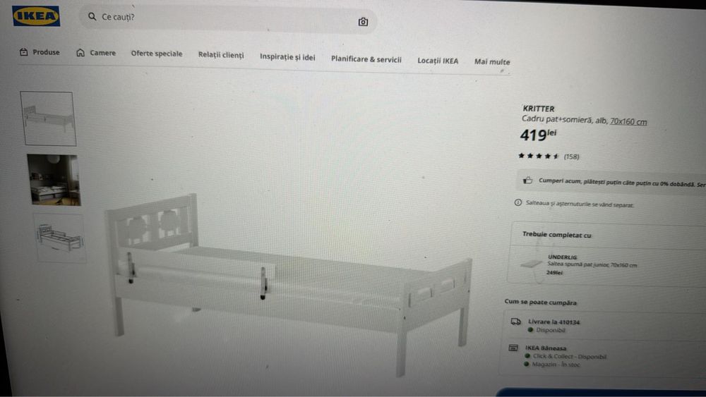 Pat pentru copii + saltea de spumă + protectie saltea spuma