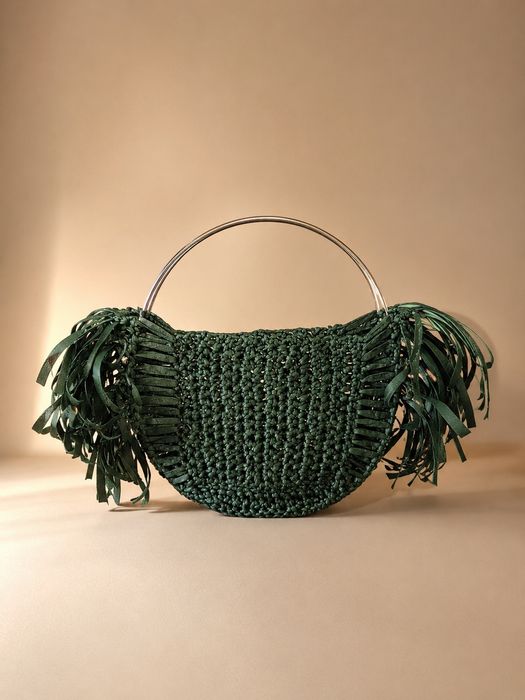 Geanta handmade Boho unica verde