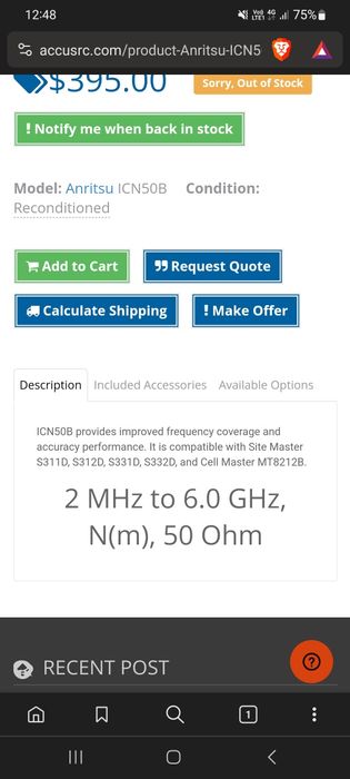 Anritsu instacal model icn50b