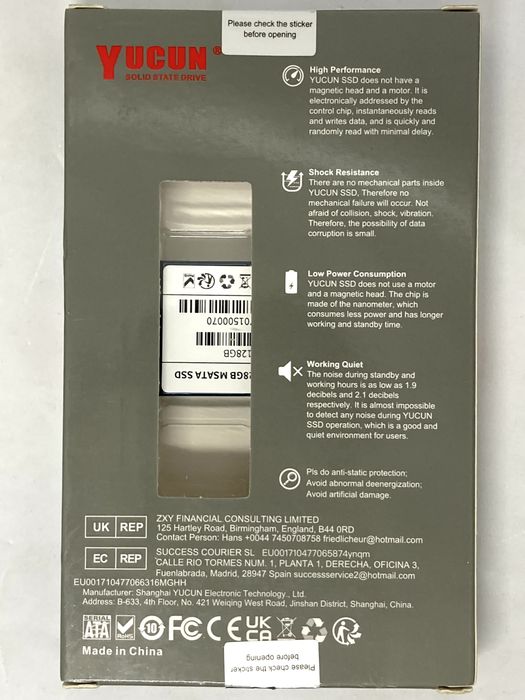 Memorie Yucun SSD interna 128gb mSata