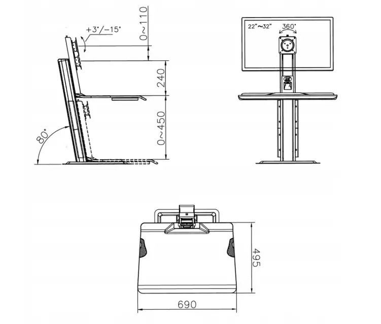 NB BT15 кронштейн для монитора настольная