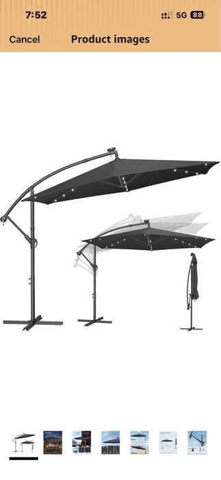 Луксозен градински чадър с LED осветление – 350 см