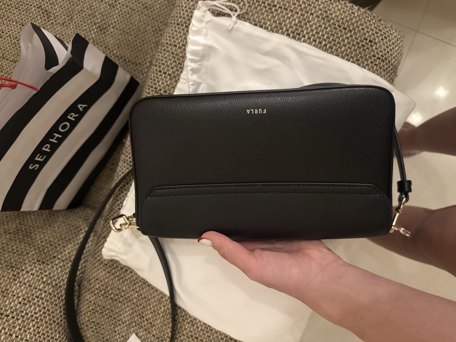 Furla черна чанта с дълга дръжка фурла