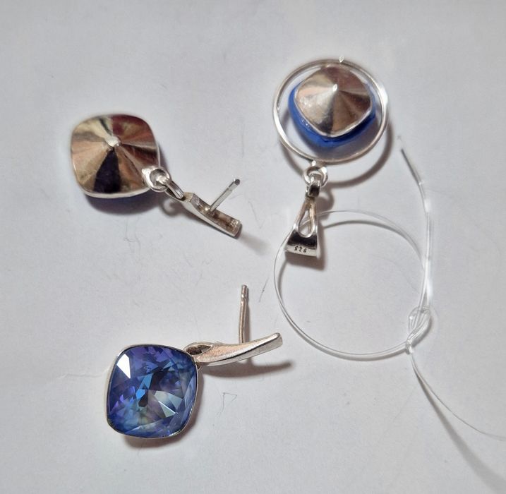 Set argint925 cercei și pandantiv cu cristale Swarovski  Blue Lagoon