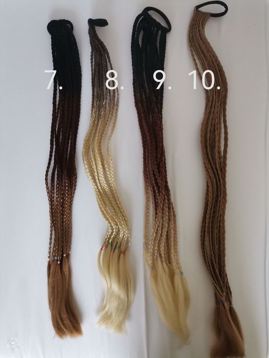 Африкански Цветни плитки с ластик  и кичури с клипси